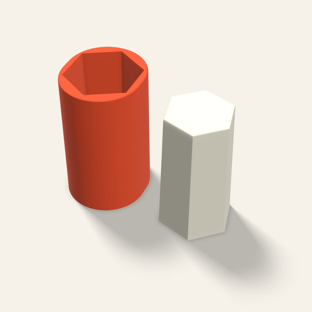 Hexagon Pillar Candle Mold, 3.5 x 6 Inch, 3D render