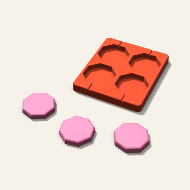 Octagon Lollipop Mold, 2.5 Inch, 4 Cavity, 3D render
