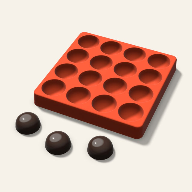 Dome Chocolate Mold, 1.25 Inch, 16 Cavity, 3D render