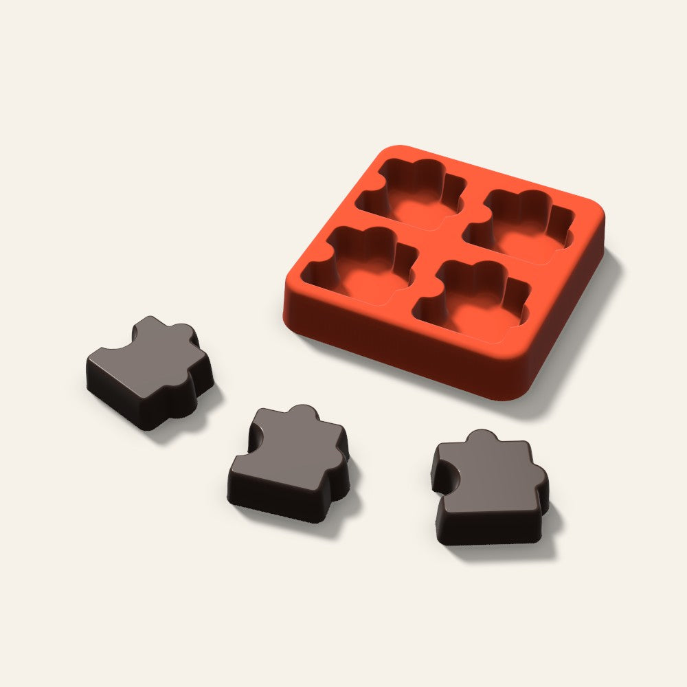 Puzzle Candy Mold, 1.25 Inch, 4 Cavity, 3D render