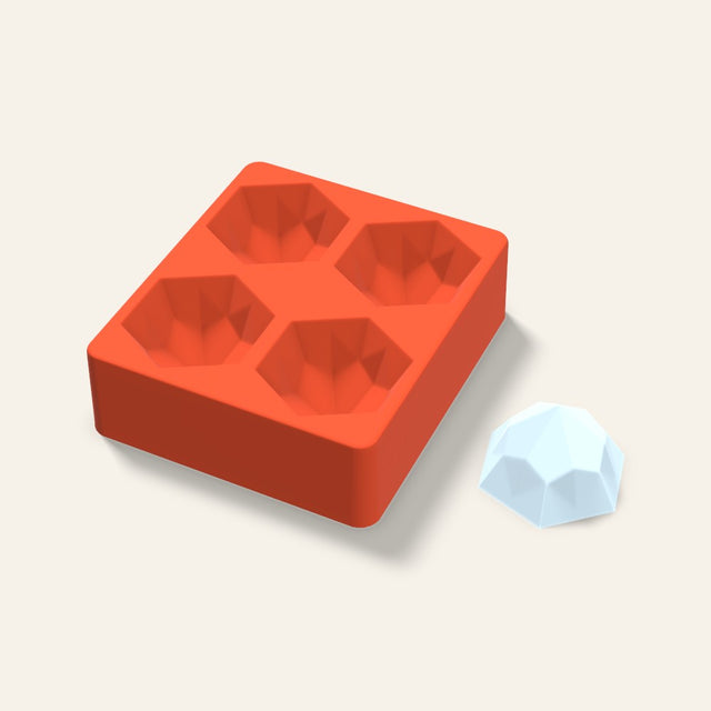 Hexagon Gem Ice Mold, 2.5 Inch, 4 Cavity, 3D render