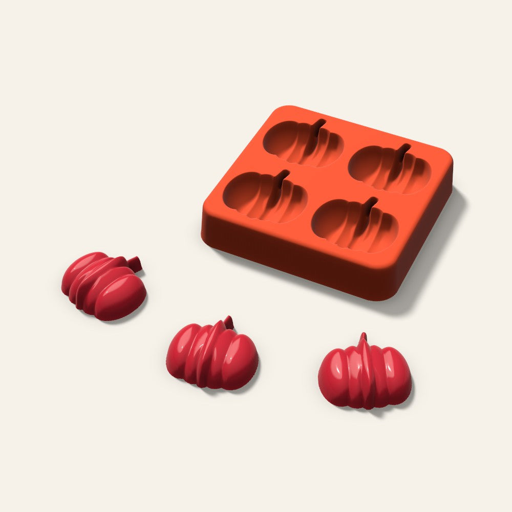 Pumpkin Candy Mold, 1.25 Inch, 4 Cavity, 3D render