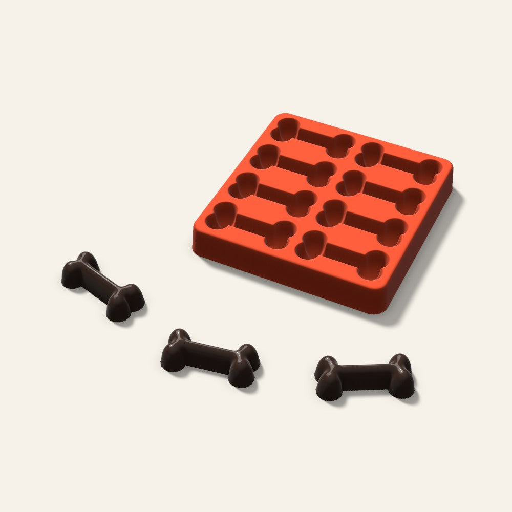 Dog Bone Chocolate Mold, 2 Inch, 8 Cavity, 3D render