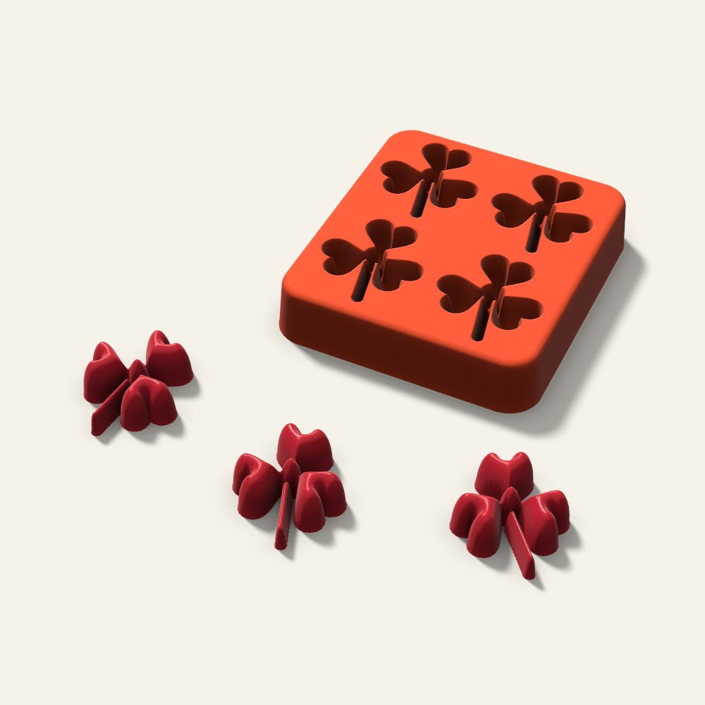 Shamrock Candy Mold, 1.25 Inch, 4 Cavity, 3D render