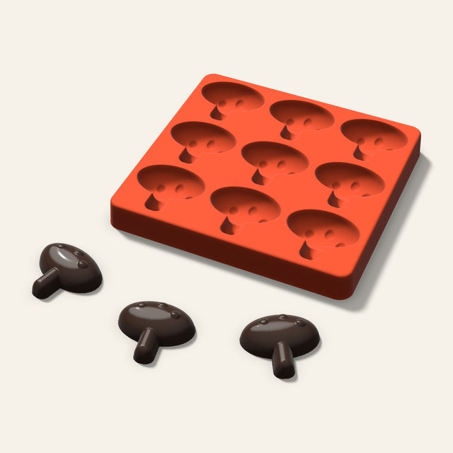 Mushroom Chocolate Mold, 1.75 Inch, 9 Cavity, 3D render