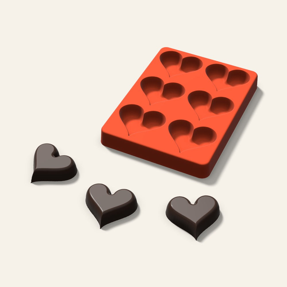 Heart Chocolate Mold, 2 Inch, 6 Cavity, 3D render
