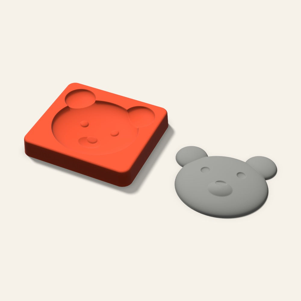 Bear Plaster Ornament Mold, 3.5 Inch, 3D render