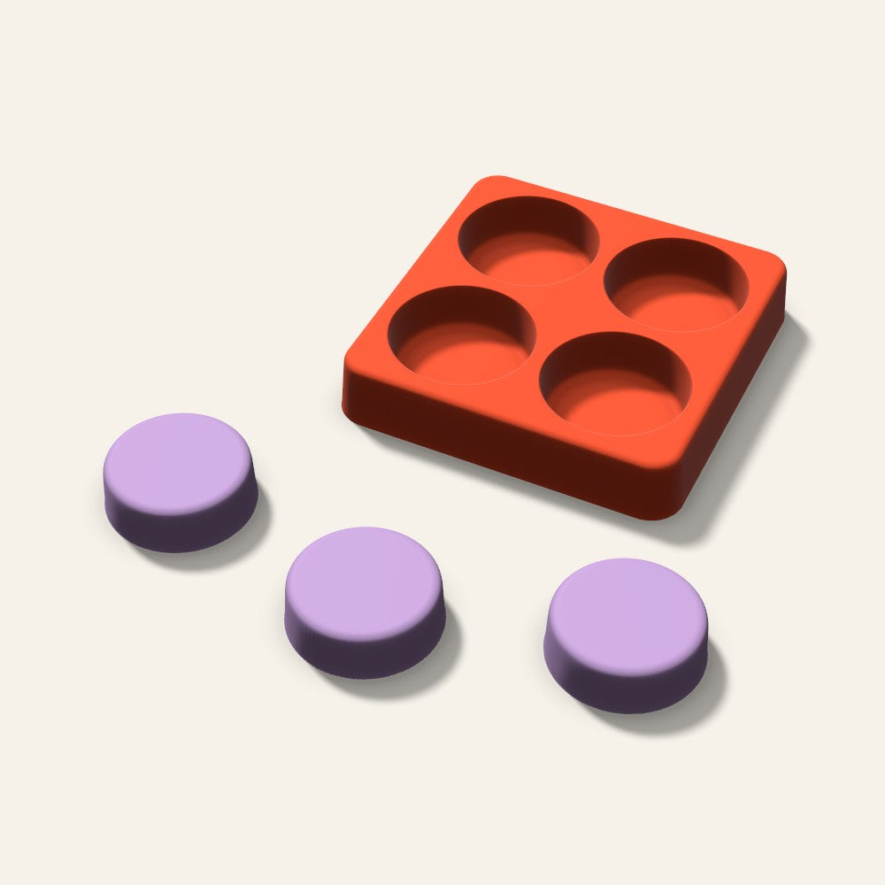 Round Wax Melt Mold, 1.5 Inch, 4 Cavity, 3D render