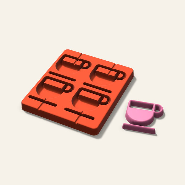 Coffee Cup Lollipop Mold, 2.5 Inch, 4 Cavity, 3D render