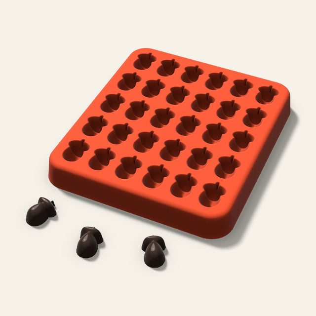 Acorn Gummy Mold, 0.5 Inch, 30 Cavity, 3D render