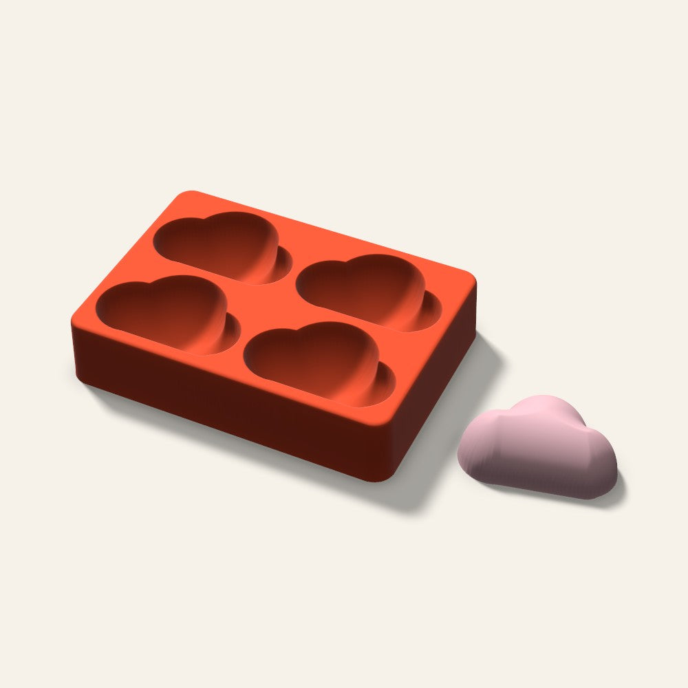Cloud Soap Mold, 2.5 Inch, 4 Cavity, 3D render