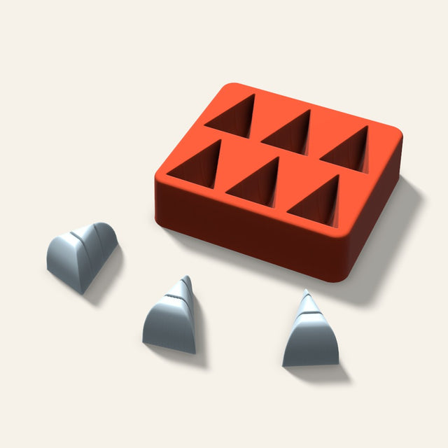 Candy Corn Ice Mold, 1.5 Inch, 6 Cavity, 3D render