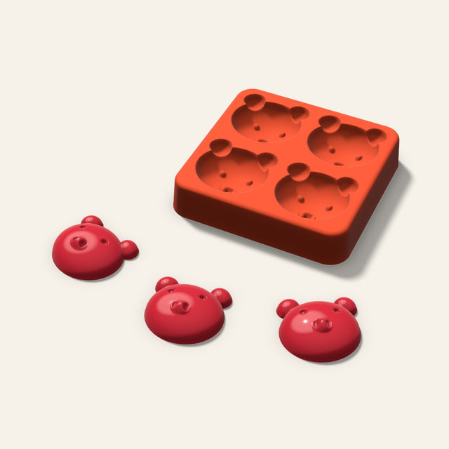 Pig Candy Mold, 1.25 Inch, 4 Cavity, 3D render