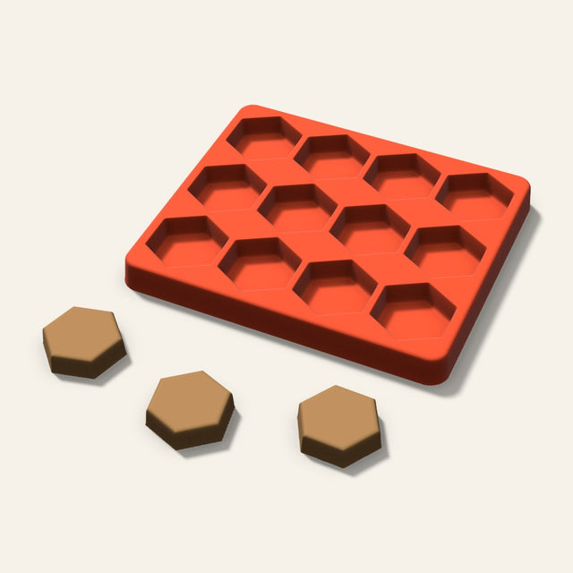 Hexagon Pet Treat Mold, 1.5 Inch, 12 Cavity, 3D render