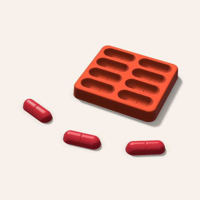 Capsule Candy Mold, 1.5 Inch, 8 Cavity, 3D render