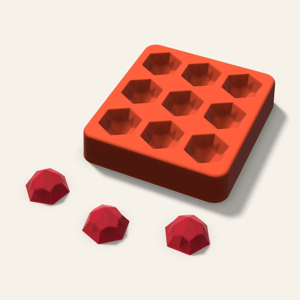 Hexagon Gem Candy Mold, 1 Inch, 9 Cavity, 3D render