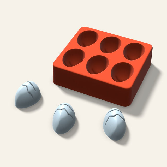 Decorated Egg Ice Mold, 1.5 Inch, 6 Cavity, 3D render