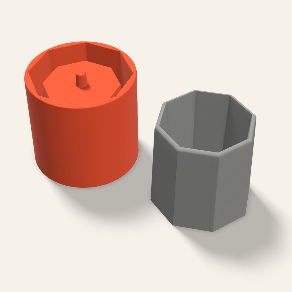 Octagon Concrete Planter Mold, 5 Inch, 3D render
