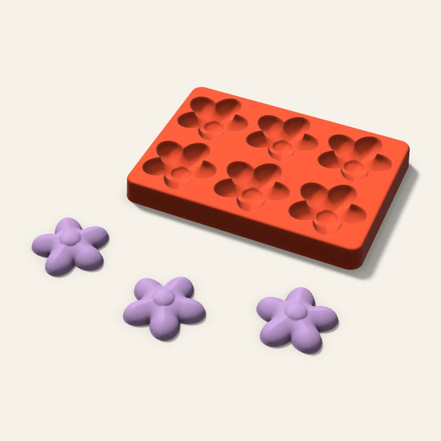Flower Wax Melt Mold, 2 Inch, 6 Cavity, 3D render
