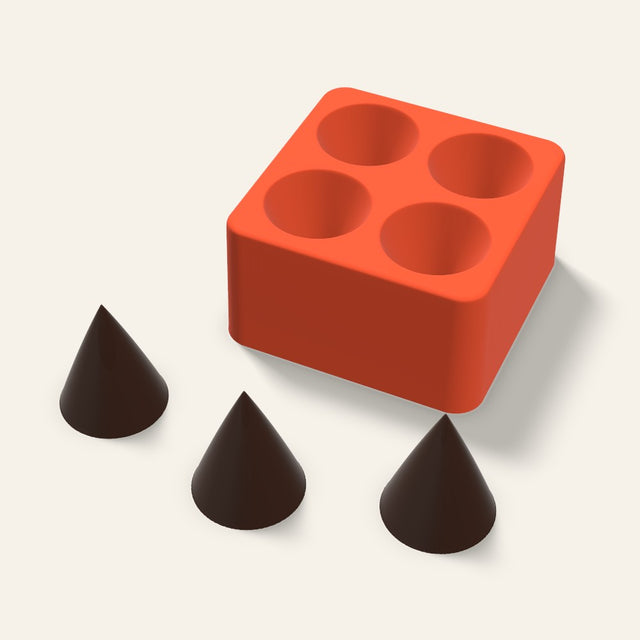 Cone Chocolate Mold, 1.25 Inch, 4 Cavity, 3D render