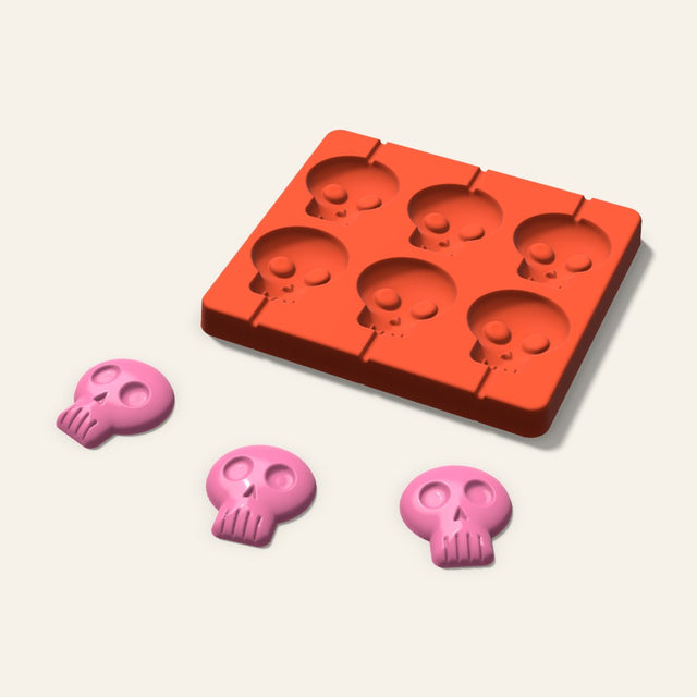 Skull Lollipop Mold, 2 Inch, 6 Cavity, 3D render