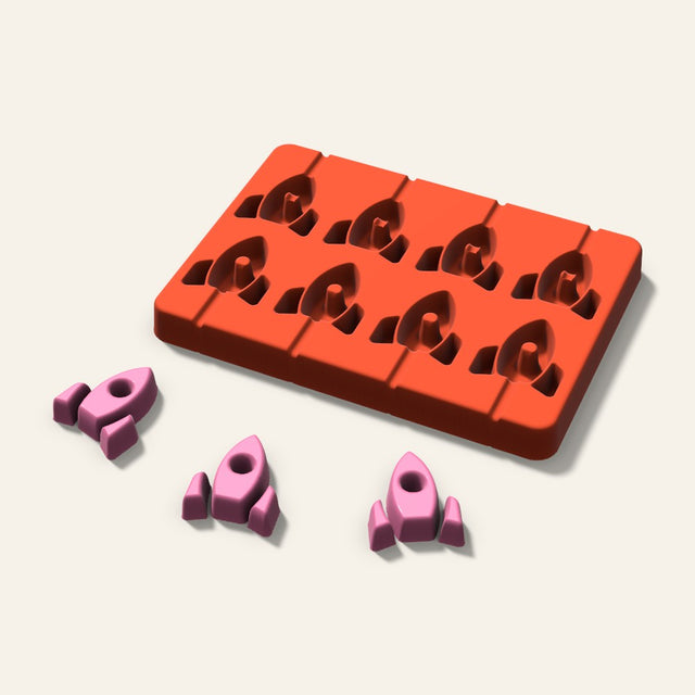 Rocket Lollipop Mold, 1.5 Inch, 8 Cavity, 3D render