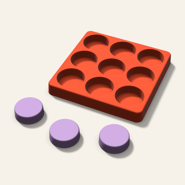 Round Puck Wax Melt Mold, 1.5 Inch, 9 Cavity, 3D render