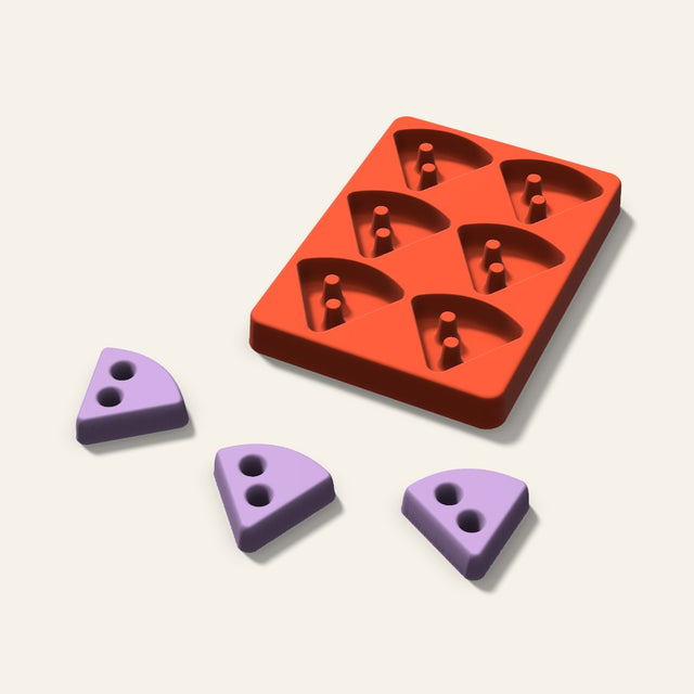 Pizza Slice Wax Melt Mold, 2 Inch, 6 Cavity, 3D render