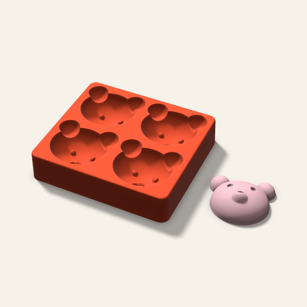 Bear Soap Mold, 2.5 Inch, 4 Cavity, 3D render