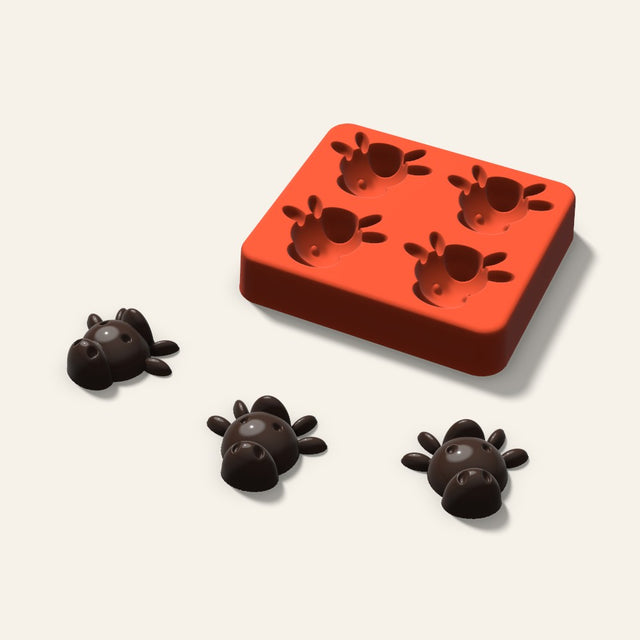 Cow Chocolate Mold, 1.5 Inch, 4 Cavity, 3D render