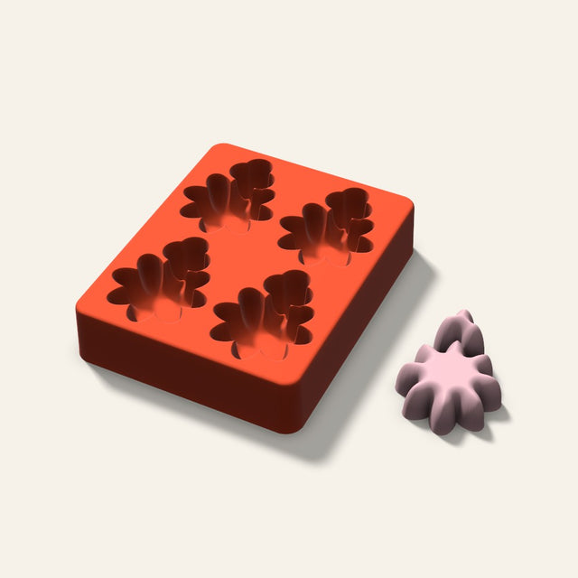 Holly Soap Mold, 2.5 Inch, 4 Cavity, 3D render
