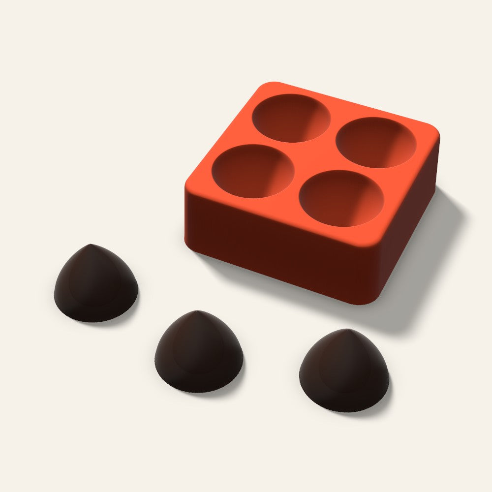 Kiss Drop Chocolate Mold, 1.25 Inch, 4 Cavity, 3D render