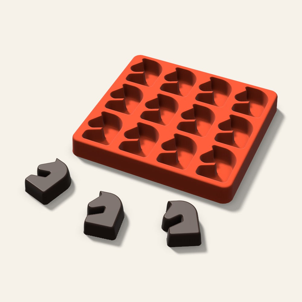 Chess Knight Chocolate Mold, 1.5 Inch, 12 Cavity, 3D render