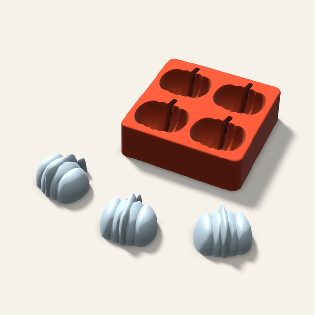 Pumpkin Ice Mold, 2 Inch, 4 Cavity, 3D render