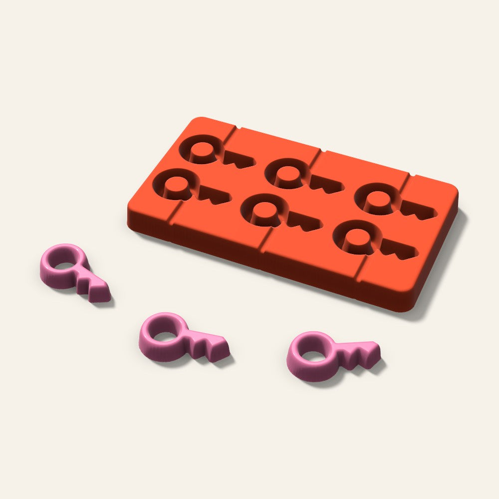 Key Lollipop Mold, 2 Inch, 6 Cavity, 3D render