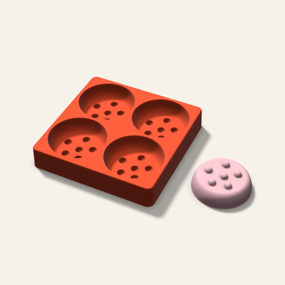 Cookie Soap Mold, 3 Inch, 4 Cavity, 3D render