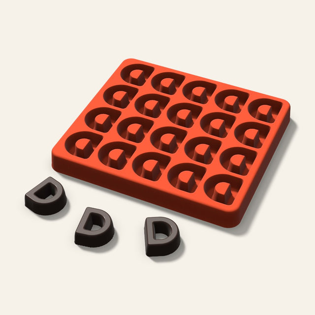Letter D Candy Mold, 1 Inch, 20 Cavity, 3D render