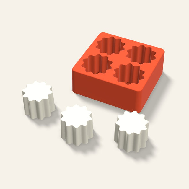 Fluted Pillar Votive Candle Mold, 2 x 1.5 Inch, 4 Cavity, 3D render