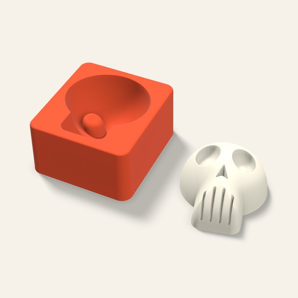 Skull Candle Mold, 3 x 1.5 Inch, 3D render