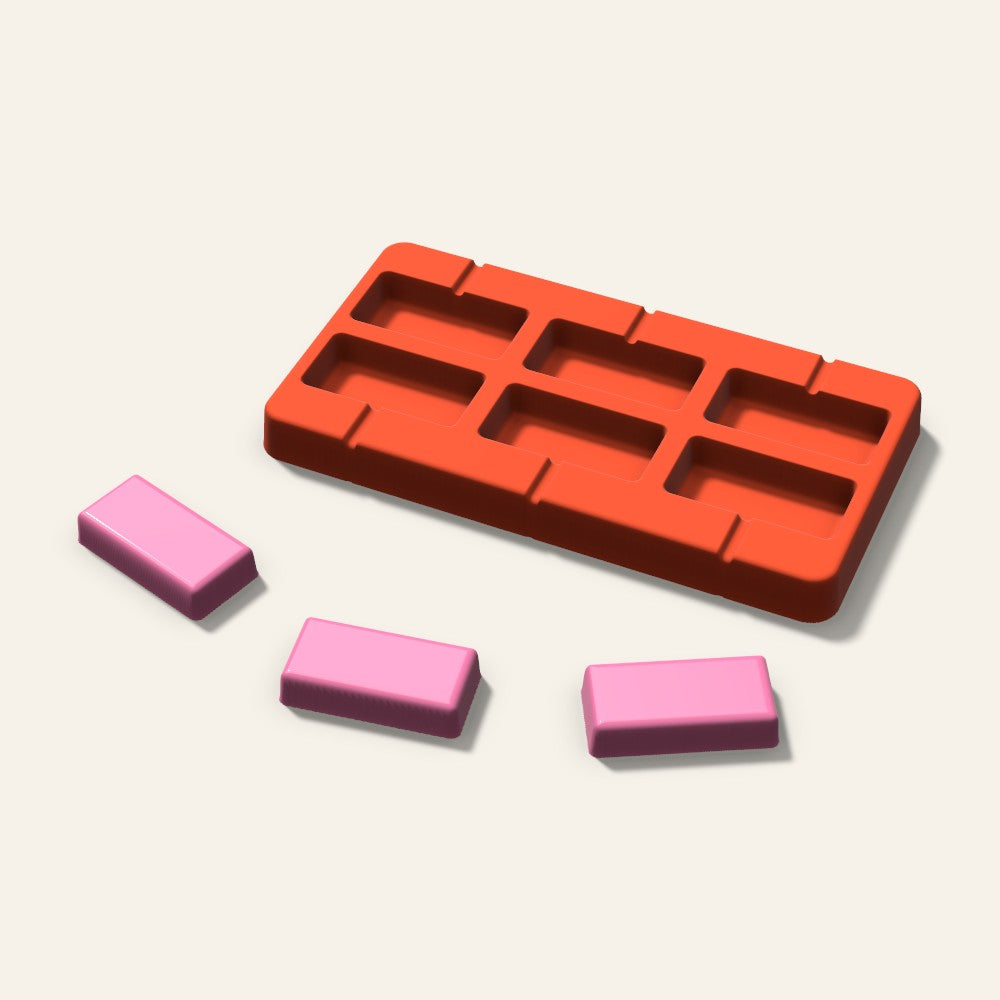 Rectangle Lollipop Mold, 2 Inch, 6 Cavity, 3D render