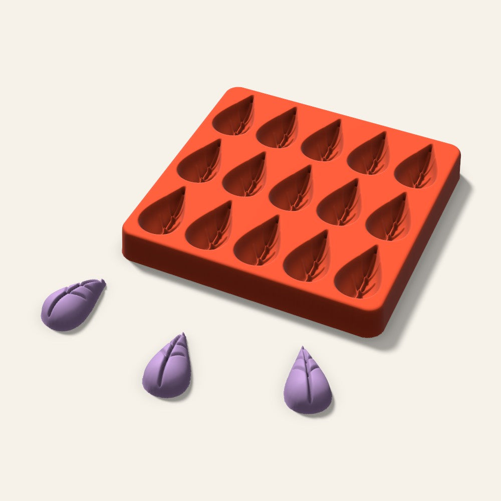 Leaf Wax Melt Mold, 1.5 Inch, 15 Cavity, 3D render