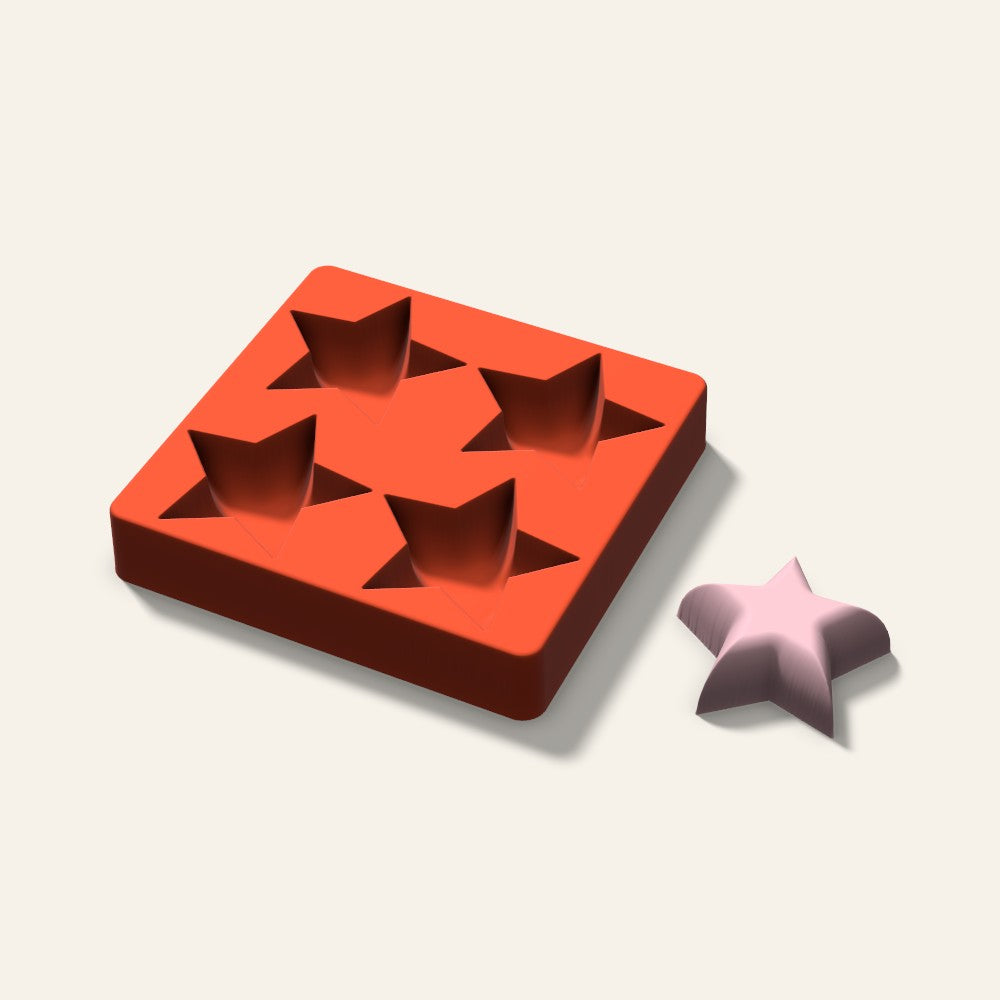 Star Soap Mold, 3 Inch, 4 Cavity, 3D render