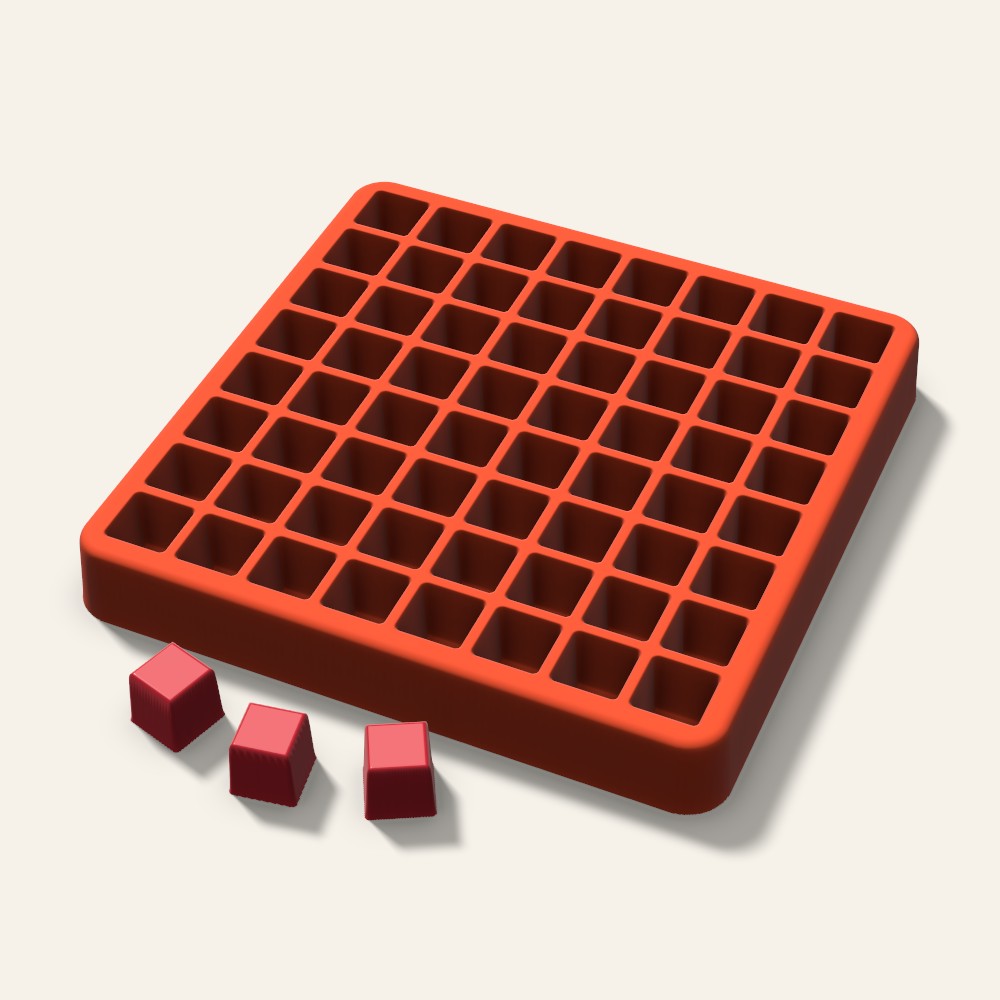 Cube Candy Mold, 0.5 Inch, 64 Cavity, 3D render