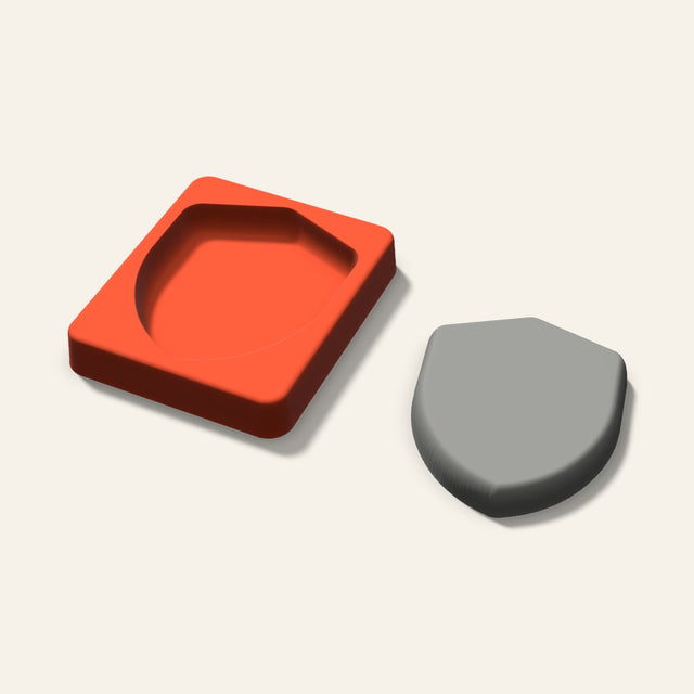Shield Plaster Ornament Mold, 3.5 Inch, 3D render