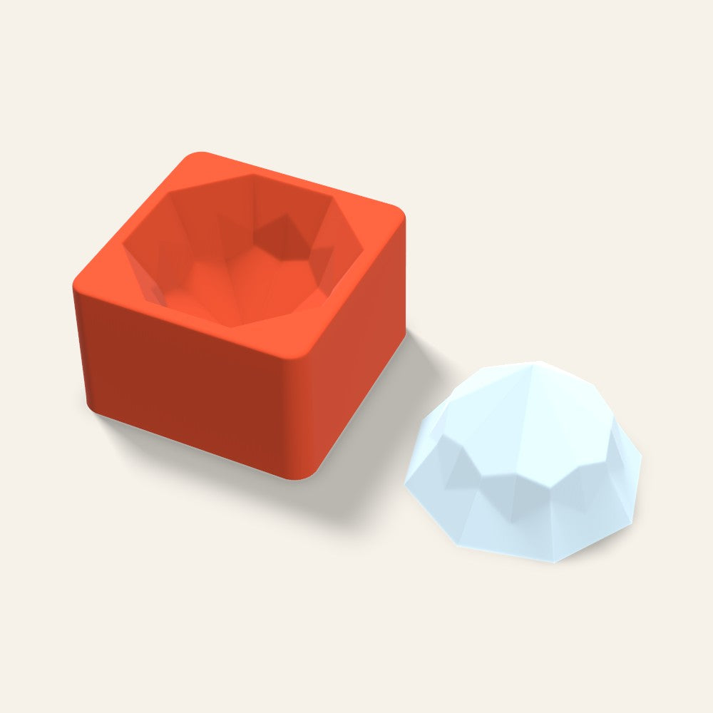 Octagon Gem Ice Mold, 3.5 Inch, 3D render