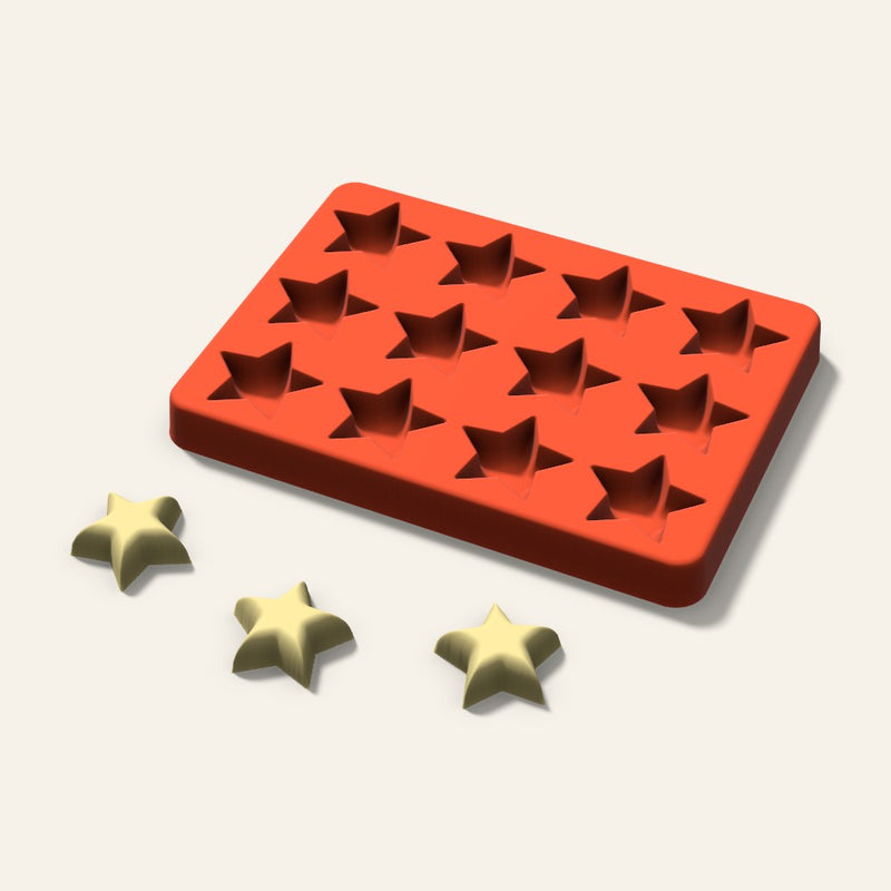 Star Butter Pat Mold, 1.25 Inch, 12 Cavity