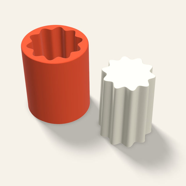 Fluted Pillar Candle Mold, 3 x 4 Inch, 3D render