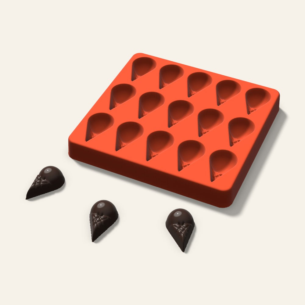 Ice Cream Cone Chocolate Mold, 1.5 Inch, 15 Cavity, 3D render