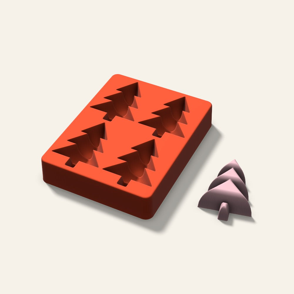 Christmas Tree Soap Mold, 3 Inch, 4 Cavity, 3D render
