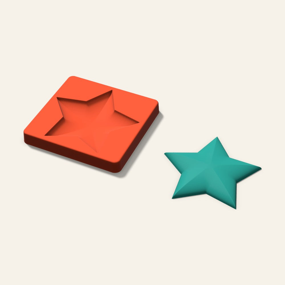 Puffy Star Freshie Mold, 5 Inch, 3D render
